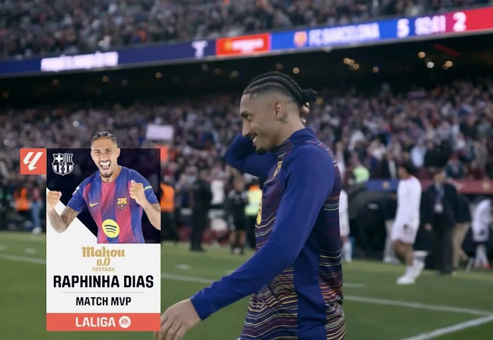 kaiyun-帽子戏法，拉菲尼亚当选巴萨vs塞维利亚全场最佳球员